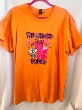Gildan Orange Short-Sleeve 'Stay Hydrated Babes' Graphic Tee